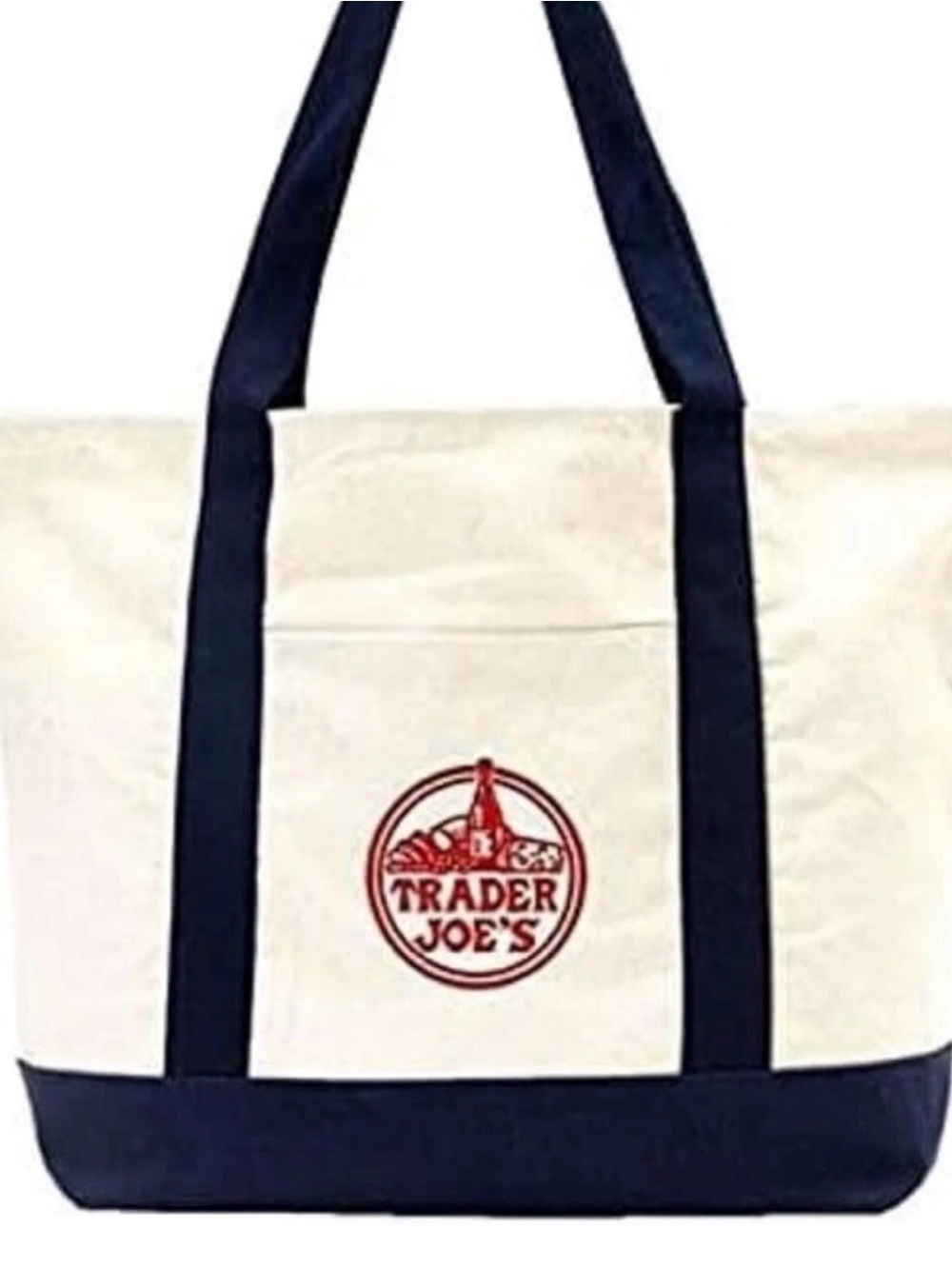 Trader Joe’s Canvas Tote Bag Bundle | Navy NWT + Red NWOT - Picture 6 of 8